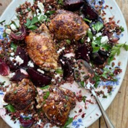 Sticky Chicken With Beetroot And Red Onion
