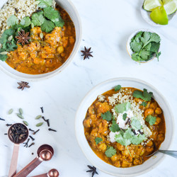 Cozy Eggplant Chickpea Curry With Cardamom Spiced Quinoa