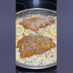 Creamy Lemon Garlic Pasta With Crispy Chicken Cutlets