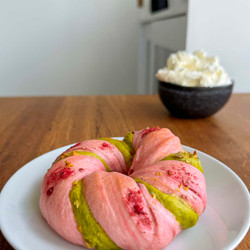 Raspberry Pistachio Sourdough Bagels