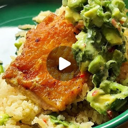 One Pan Coconut Lime Chicken And Rice With Avocado Salsa