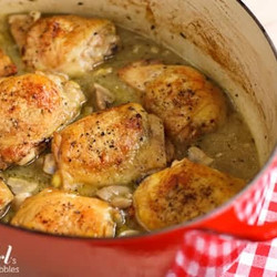 Shandy Braised Chicken With Mushrooms And Green Olives