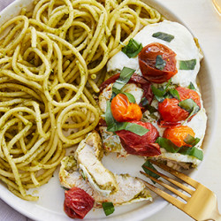 Baked Caprese Chicken Skillet With Spaghetti