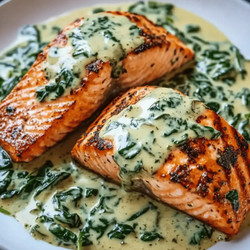 Irresistible Salmon With Creamy Spinach Sauce
