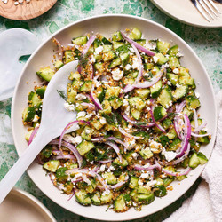 Cucumber Salad With Crunchy Quinoa And Lemon Vinaigrette