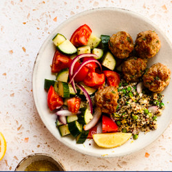 Greek Meatballs With Quinoa Feta Pilaf