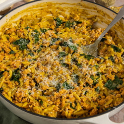One-pot Pumpkin Orzo With Spicy Sausage And Kale