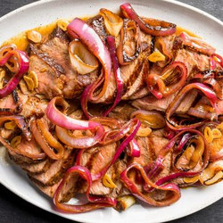 Seared Steak And Onion With Citrus, Soy And Bay