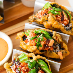 Spicy Ahi Tuna Tacos With Seaweed Shells