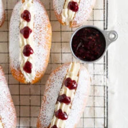Baked Cream Buns With Vanilla Bean Cream And Jam