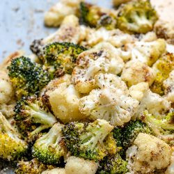 Roasted Broccoli + Cauliflower With Parmesan