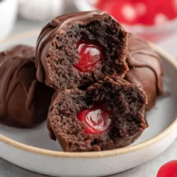 Chocolate Covered Cherry Brownie Cherry Bombs