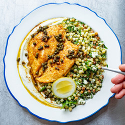 Golden Chicken With Herb &amp; Feta Fregola
