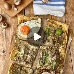 Upside Down Mushroom And Pesto Brunch Tart