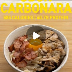 High Protein &amp; Low Calorie Udon Carbonara