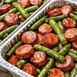 Low Carb Hot Dog And Green Bean Skillet
