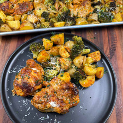 Sheet Pan Parmesan Garlic Chicken Thighs