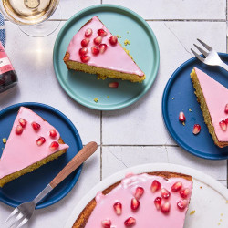 Pistachio Cake With Pomegranate Glaze