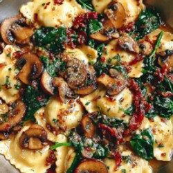 Cheesy Ravioli With Spinach, Mushrooms, And Sun-dried Tomatoes