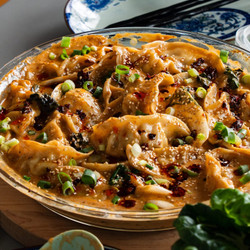 One Pan Baked Dumplings
