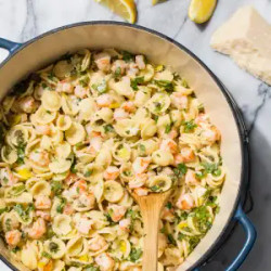 Orecchiette With Shrimp, Pepperoncini, And Basil