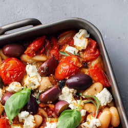 Mediterranean Tomato, Butterbean And Olive Traybake