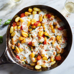 Crispy Gnocchi With Burst Tomatoes and Mozzarella