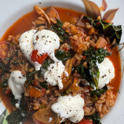 Aubergine &amp; cavolo nero grainy one pot
