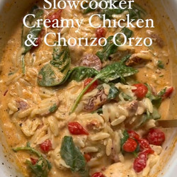 Slowcooker Creamy Chicken &amp; Chorizo Orzo