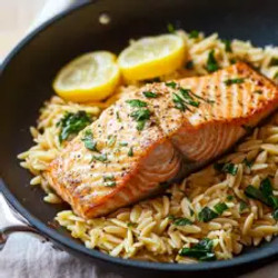 Lemon Orzo Skillet Salmon