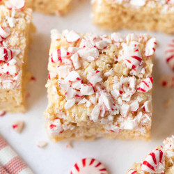 White Chocolate Peppermint Rice Krispies Treats