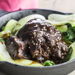 Braised Pork Cheeks With Five Spice And Pak Choi