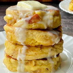 High-protein Peach Fritter Pancakes