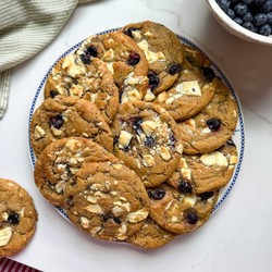 Browned Butter Blueberry White Chocolate Chunk Cookies