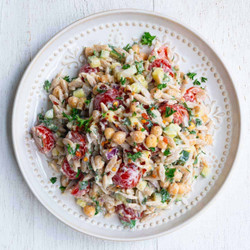 High-protein Greek Orzo Pasta Salad