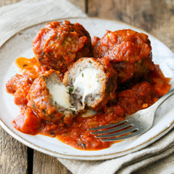 Spicy Mozzarella-stuffed Meatballs