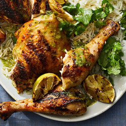 Green Curry–cilantro Spatchcock Chicken