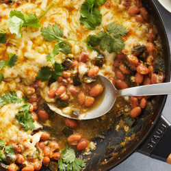 Cheesy Green Chile Bean Bake