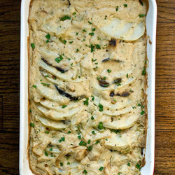 Scalloped Potatoes And Eggplant Bacon