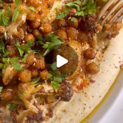 Spiced Roasted Potatoes, Cauliflower &amp; Chickpeas With Creamy Hummus