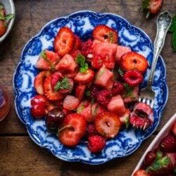Watermelon Fruit Salad With Lime Mint Dressing