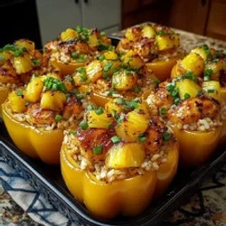 Teriyaki Pineapple Chicken And Rice Stuffed Peppers