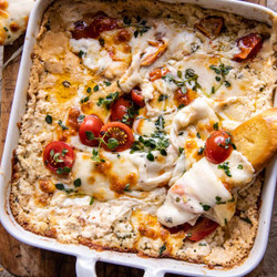 Roasted Garlic Bread Caprese Dip | HBH