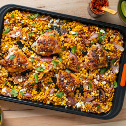 Sheet Pan Chili Crunch Chicken With Corn