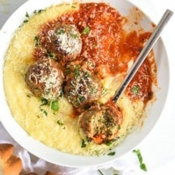 Baked Turkey Meatballs With Polenta And Marinara