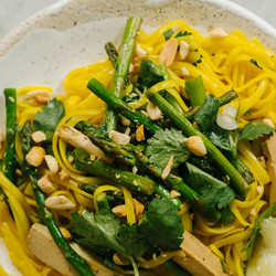 Lime Turmeric Rice Noodles Salad With Asparagus