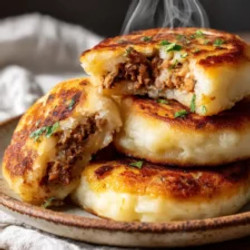 Crispy Mashed Potato Pancakes With Savory Meat Filling
