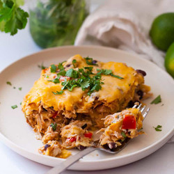 High Protein Chicken Enchilada Casserole