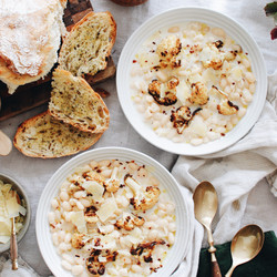 Garlicky White Beans With Roasted Cauliflower