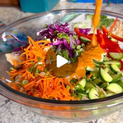 Crispy Dumpling Salad With Spicy Peanut Sauce